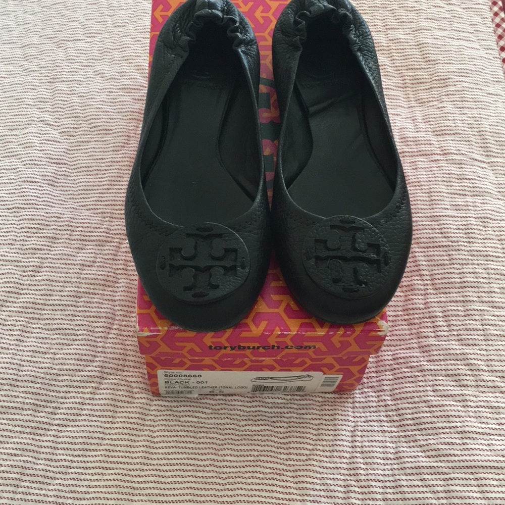 Tory Burch Reva Black tumbled leather
